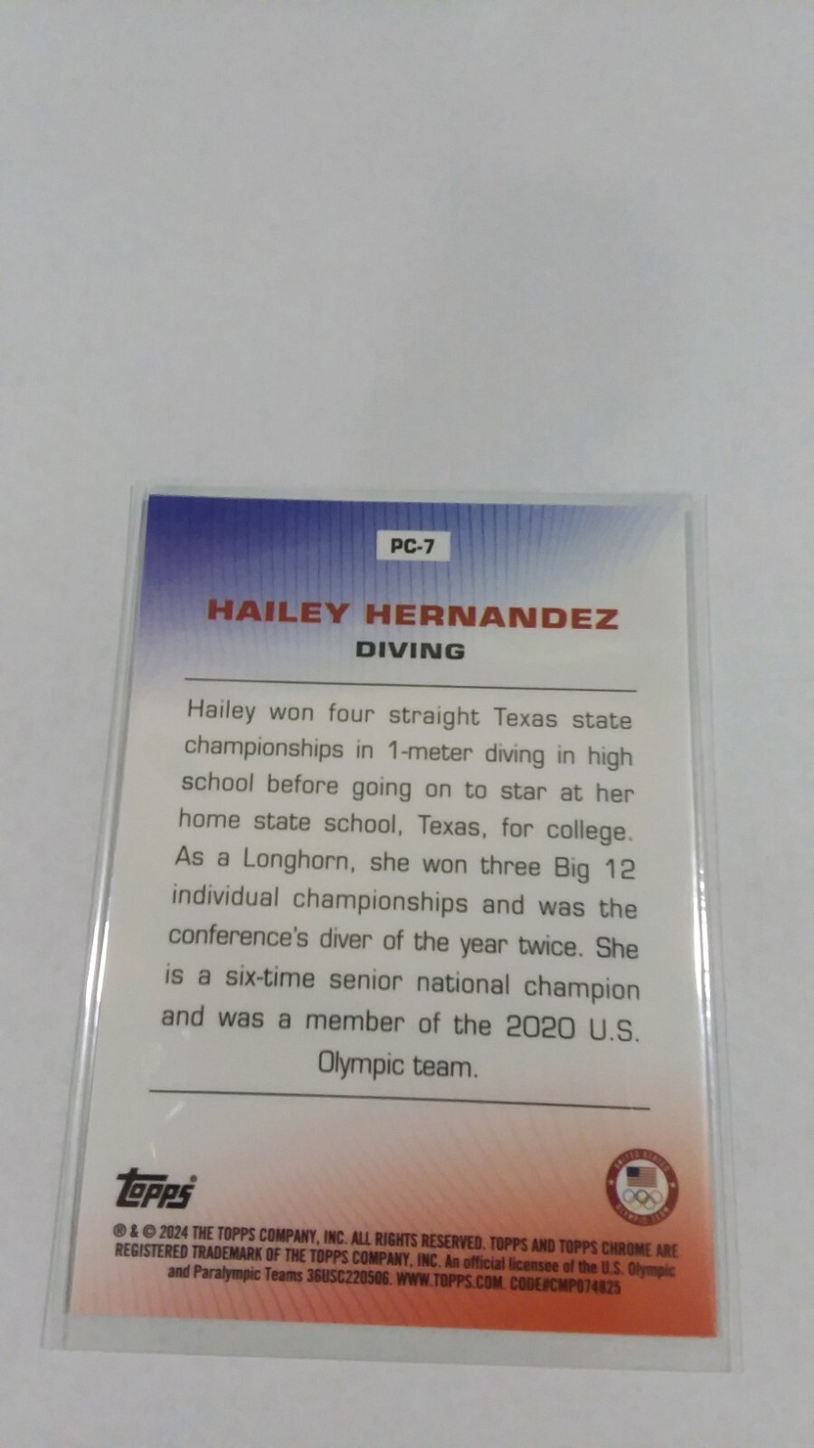 2024 Topps Chrome US Olympic Hailey Hernandez Green 42/99 Pride & Country PC-7