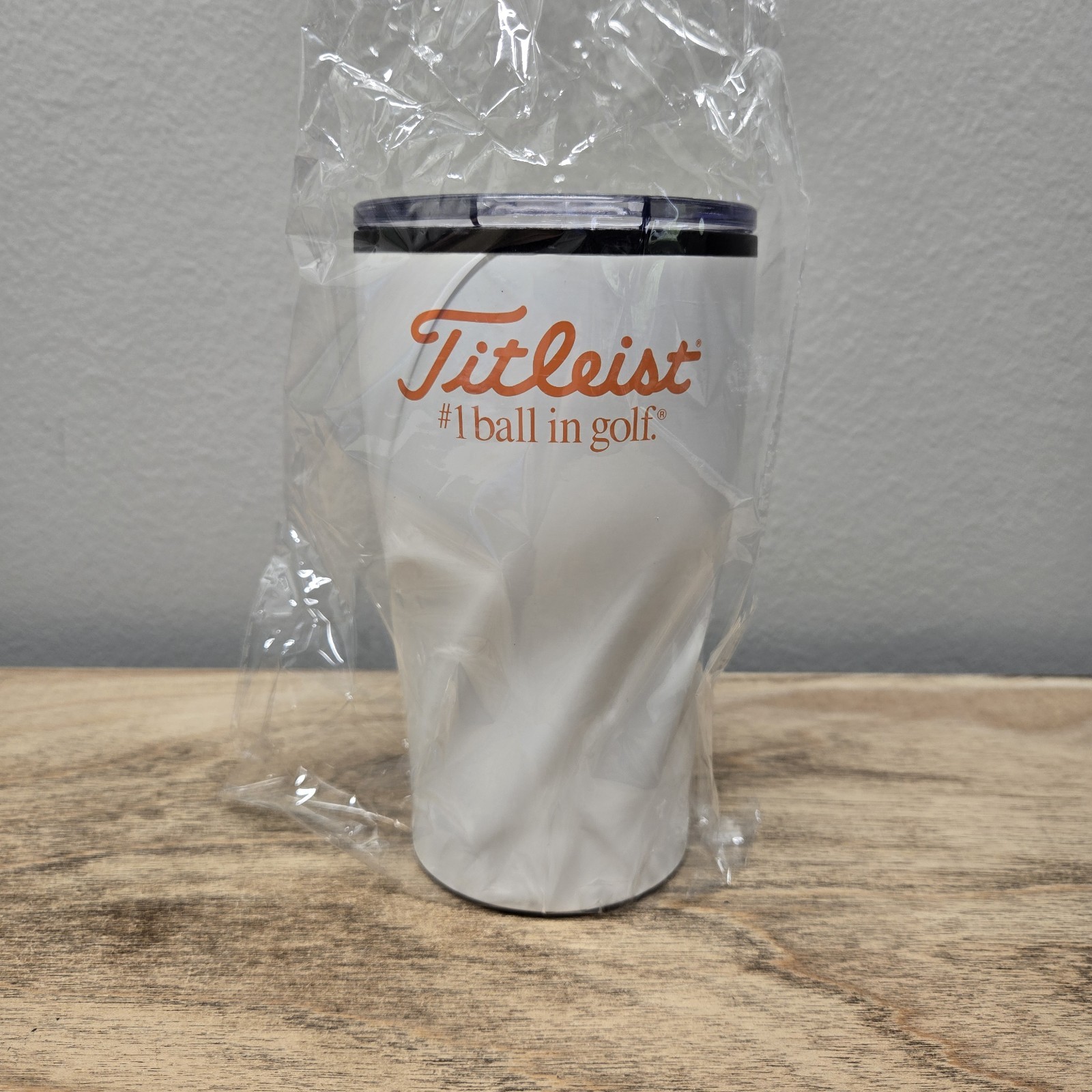 Titleist Velocity 16oz White Steel Tumbler/Clear Plastic Sealable Lid NEW