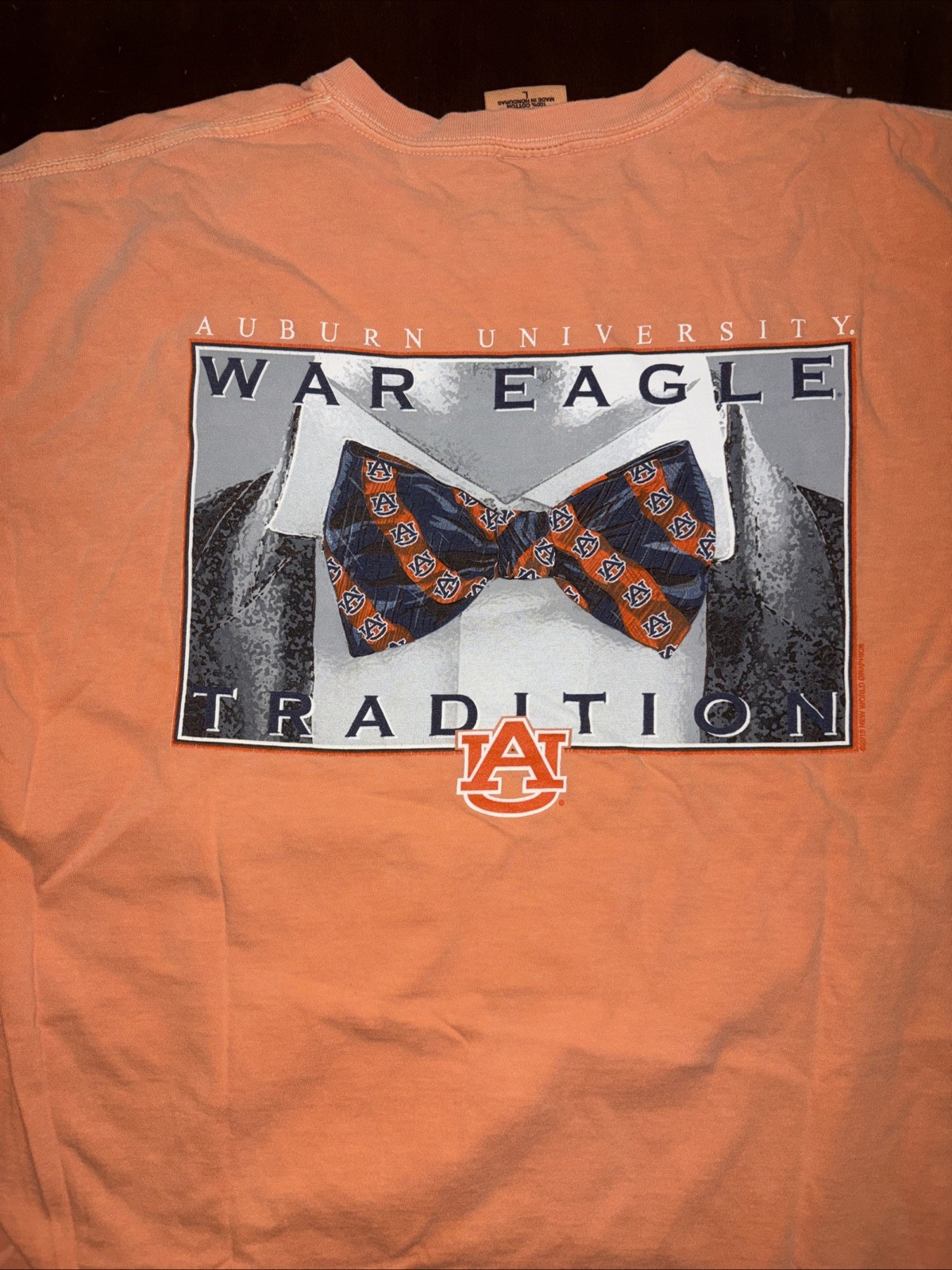 Auburn Comfort Colors T-shirt Size Large Orange Auburn Traditions Logo