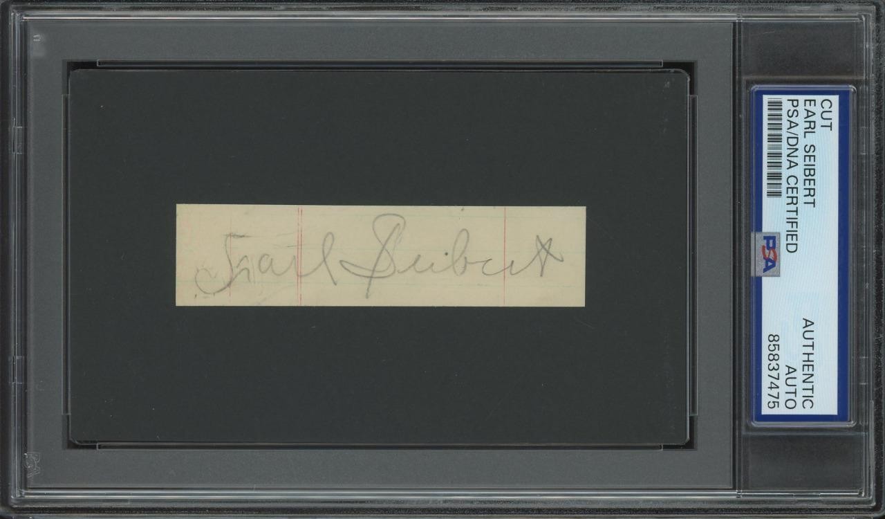 EARL SEIBERT (1910-1990) autograph cut Rangers & Blackhawks signed HOF PSA/DNA