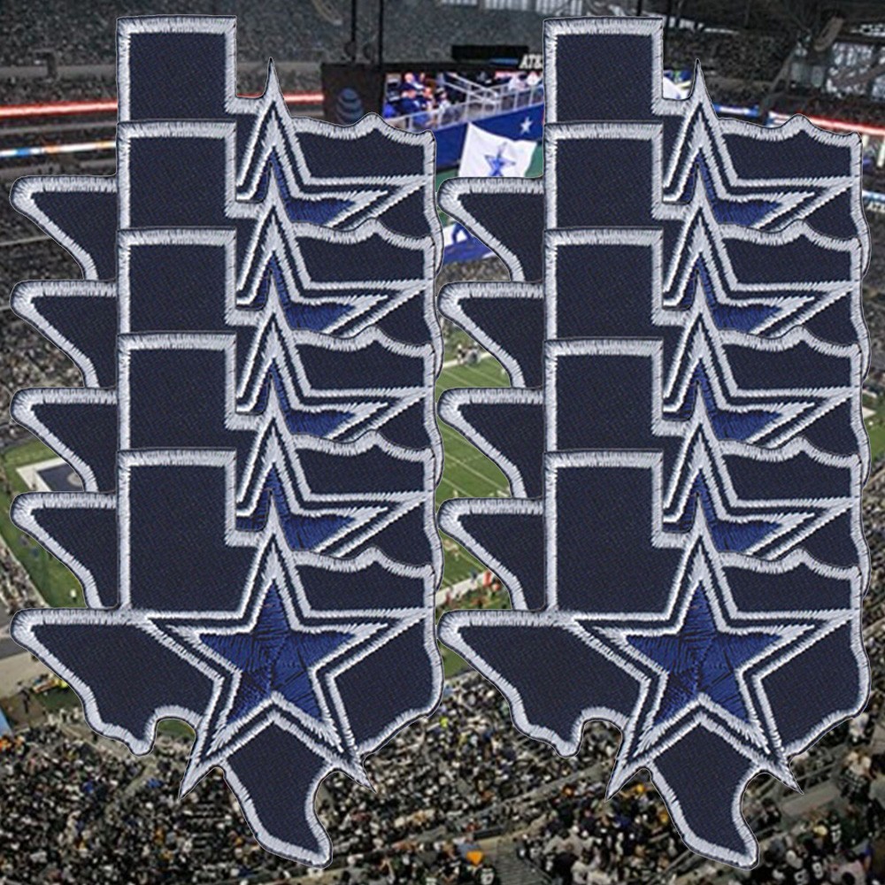 10 pcs Dallas Cowboys Texas Map Logo Size 3.0 in x 2.8 in Sew Iron On Patches