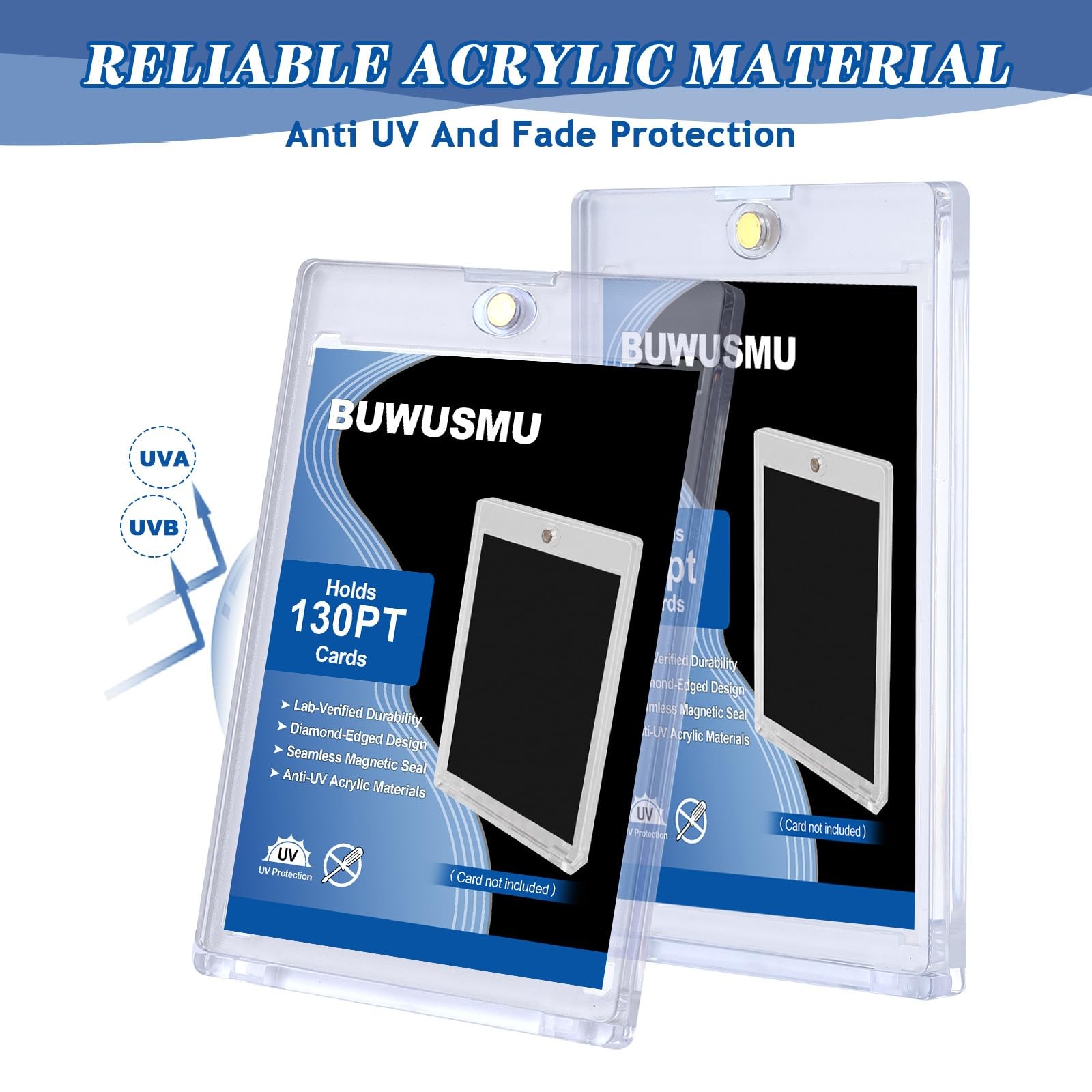 50 Pcs 130 Pt Acrylic Magnetic Card Holders Touch Clear Card Protectors Hard …