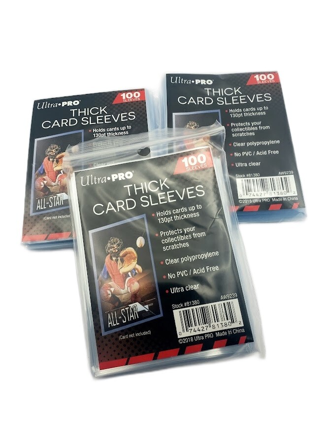 300 (3-Packs) Ultra Pro THICK Trading Card Sleeves For Extra Thick Sports Cards