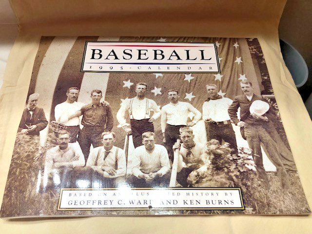 Baseball 1995 Calendar/Illustrated History by Geoffrey Ward & Ken Burns, Mint