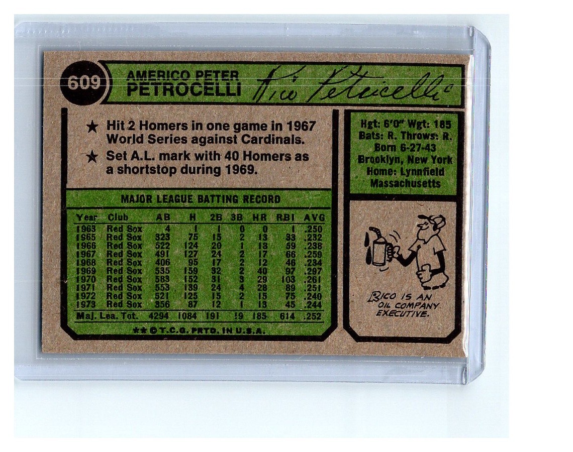 1974 Topps #609 Rico Petrocelli