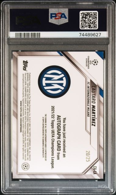 2021-22 Topps Chrome UCL Lautaro Martinez #20/25 Orange PSA 10 POP 1 Argentina