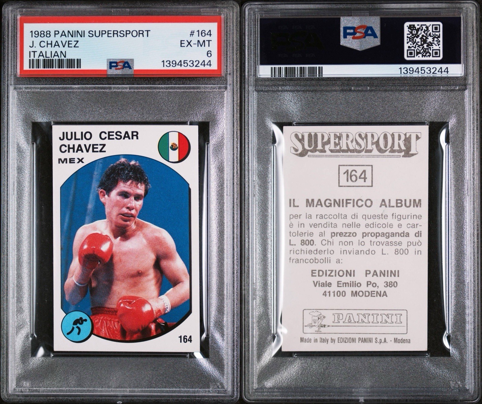 1988 PANINI SUPERSPORT JULIO CESAR CHAVEZ ( ULTRA RARE) ITALIAN VERSION PSA 6!