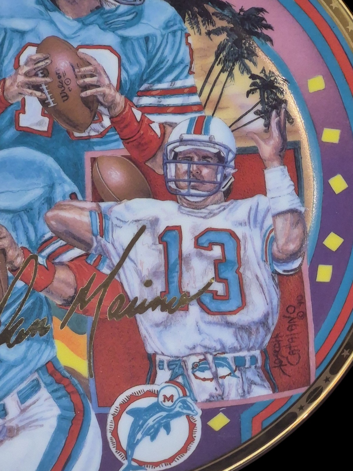 Dan Marino 1990 Miami Dolphins Autographed 10.5 Inch Plate With C. O. A. #0211