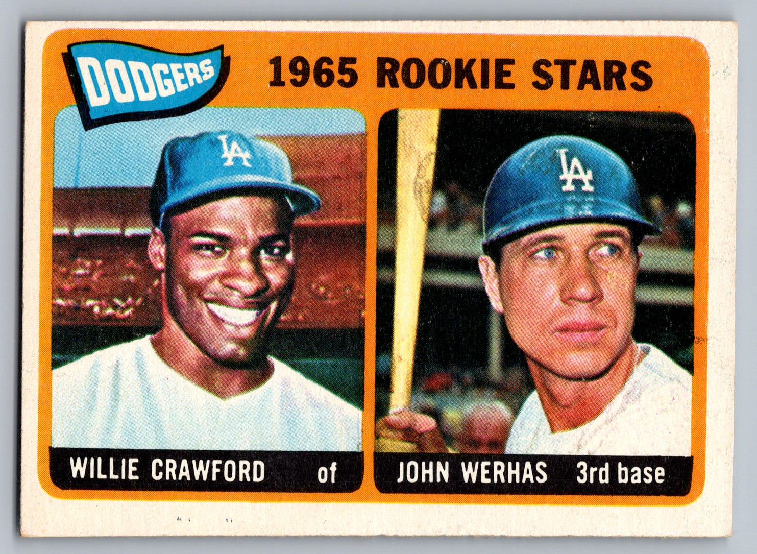 1965 TOPPS #453 WILLIE CRAWFORD ROOKIE & JOHN WERHAS DODGERS