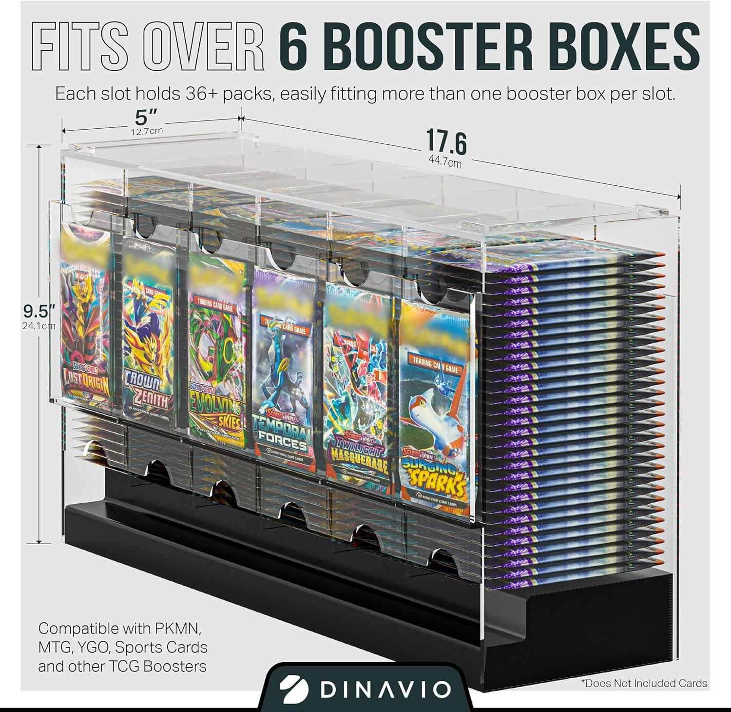 6-Slot Booster Pack Dispenser with Black Base – Fits 240 Booster Packs for Dispe