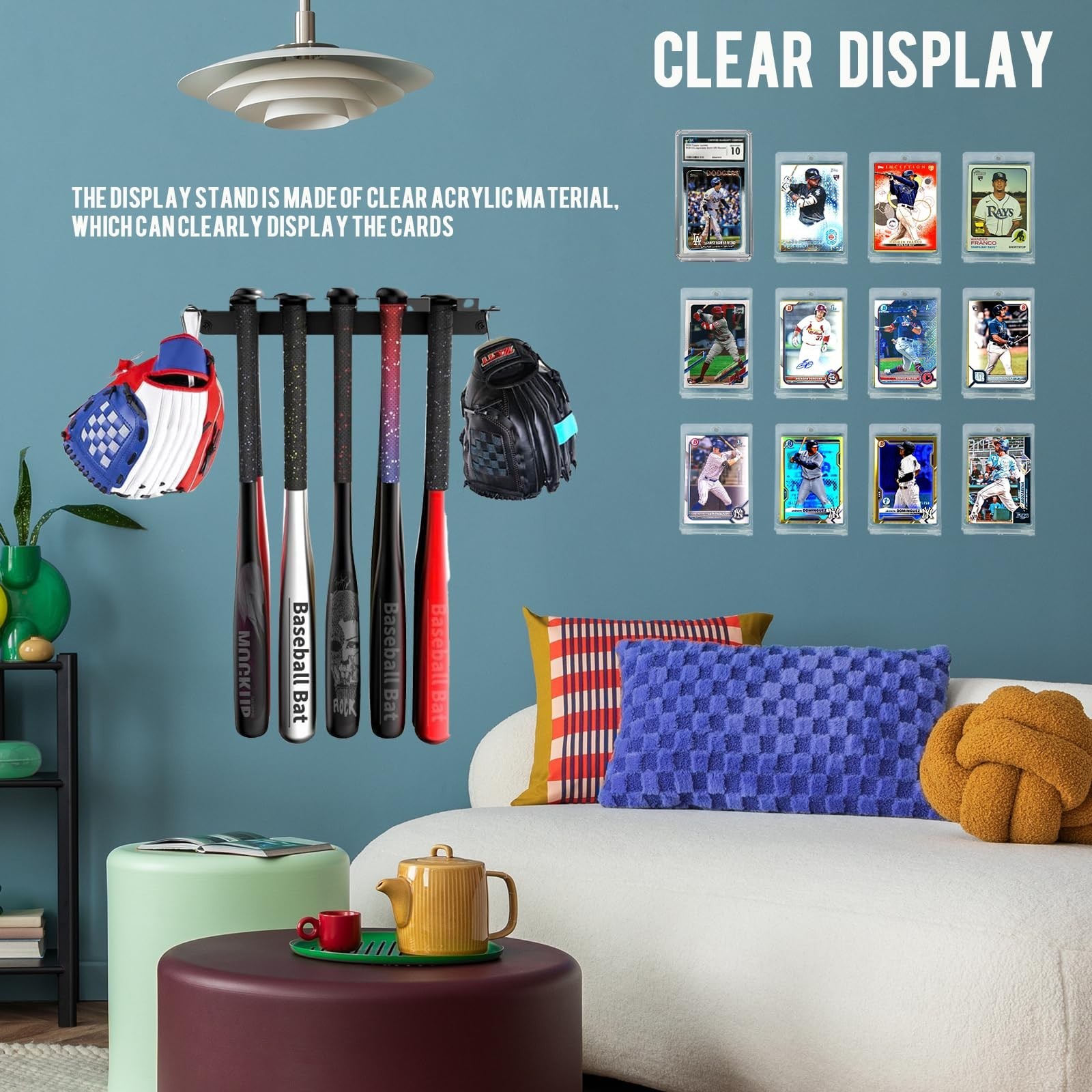 12 Pack Sports Card Slab Display Shelf for Wall, Acrylic Clear Graded Trading…