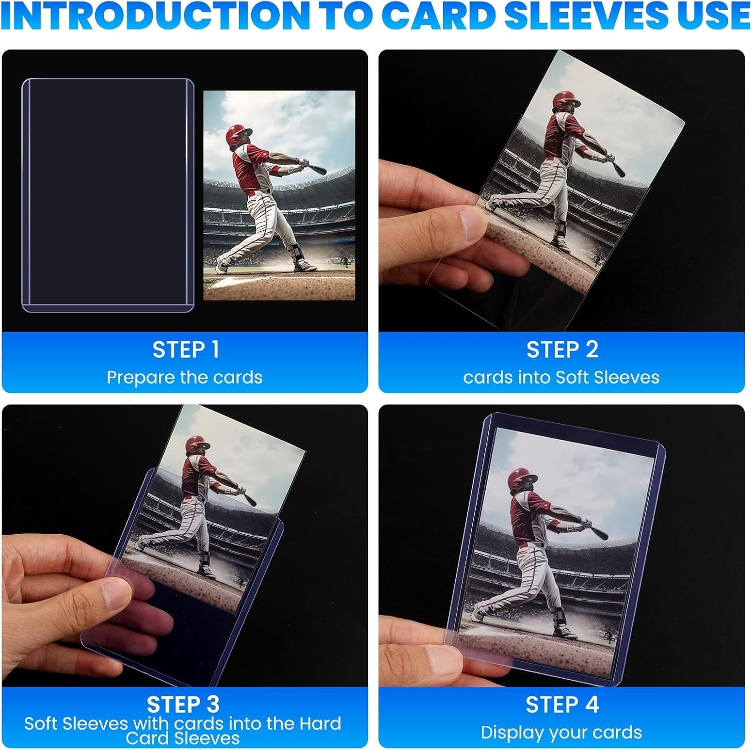 200 Trading Card Sleeves & Holders – 100 Hard 3″x4″ Toploaders + 100 Soft Penny.