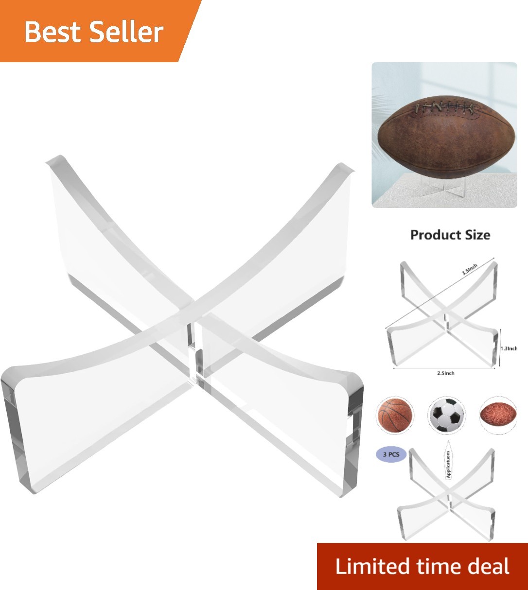 Durable Acrylic Ball Display Stands – Perfect for Football, Basketball & More