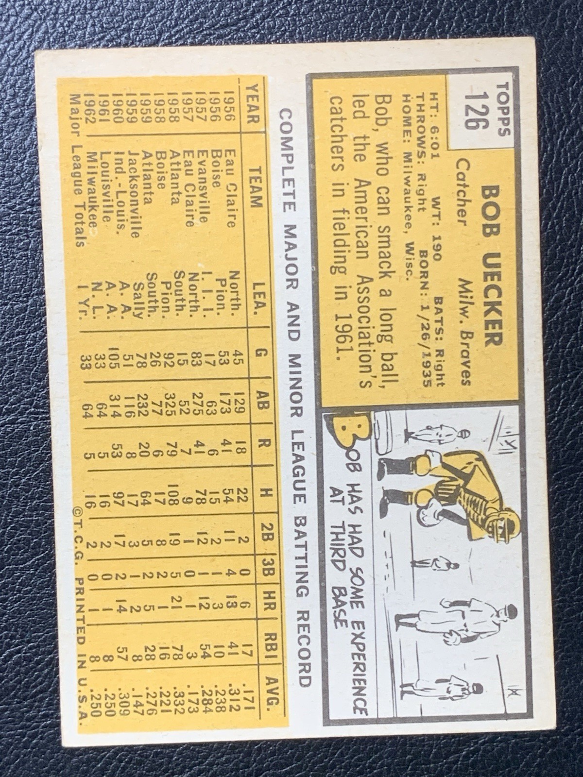 1963 Topps #126 Bob Uecker Braves Vintage LP