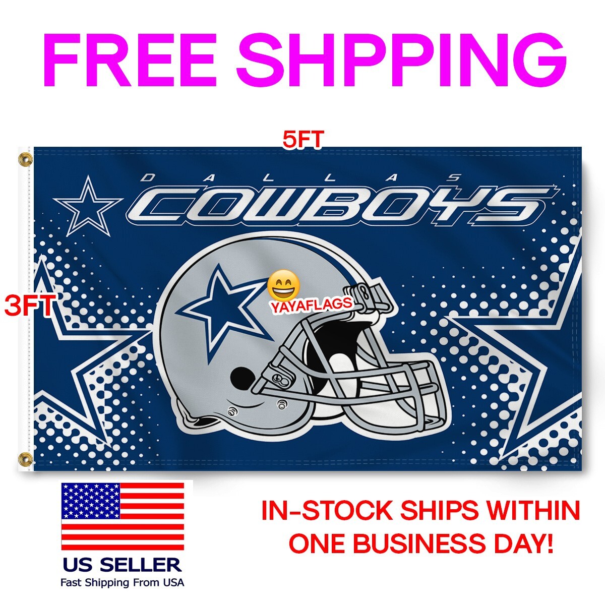 Dallas Cowboys Flag 3×5 Banner Star Logo FAST FREE Shipping US Seller