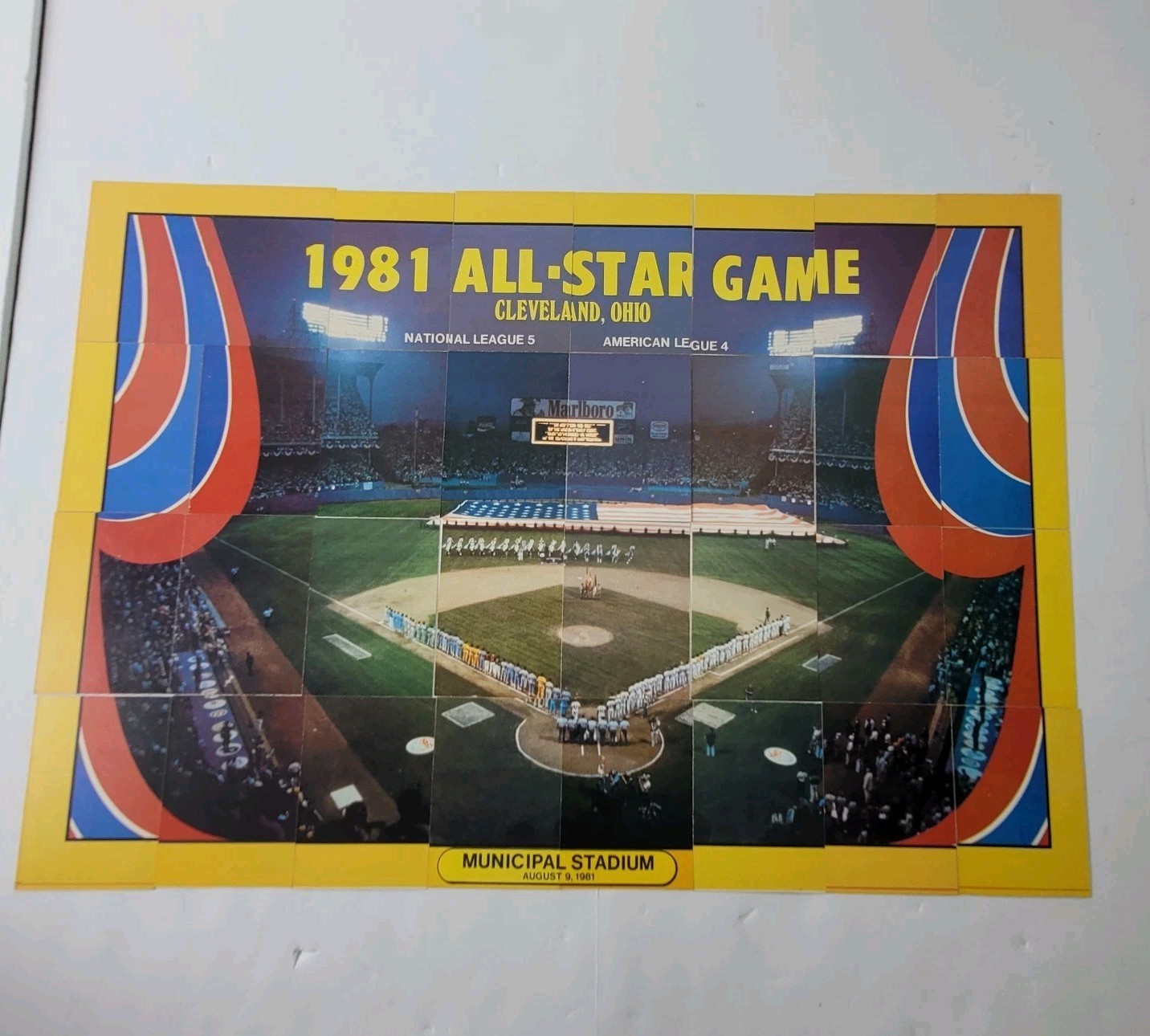 1981 Fleer Baseball Sticker Puzzle AL/NL All Star Game Complete 32 Piece
