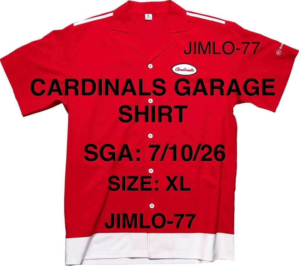 CARDINALS GARAGE SHIRT XL 7/10/26 SGA NEW IN BAG ST. LOUIS INSURED IN HAND