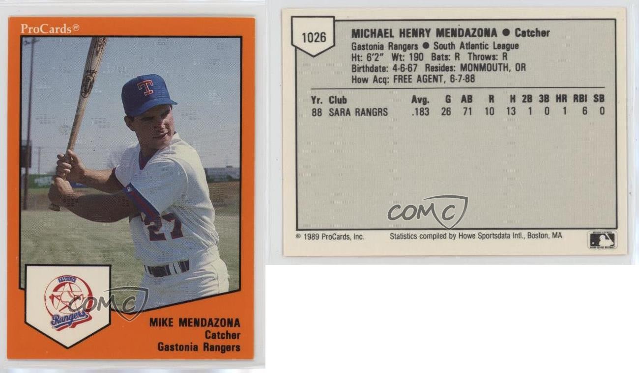 1989 ProCards Minor League Team Sets Mike Mendazona #1026 0q3