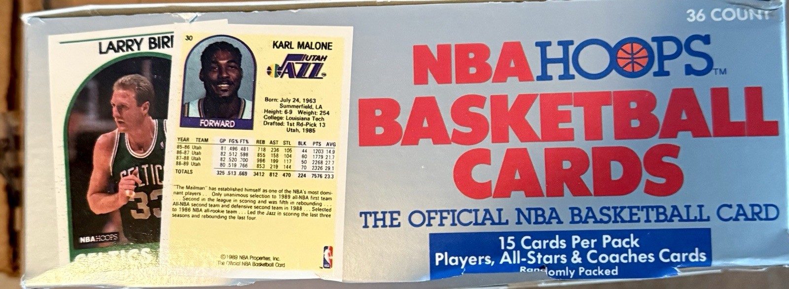 1989-90 NBA Hoops Series 1 Basketball Box With 36 Factory Sealed Packs Per Box