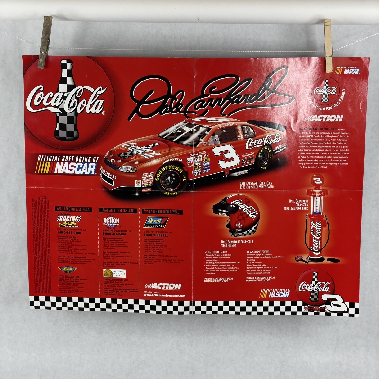 Dale Earnhardt Sr. (#3) & Jr. (#1) 1998 Coca Cola Nascar Racing Poster ￼ 16×22