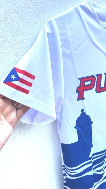 Puerto Rico Boricua PR Flag EL Morro Adult L/XL Baseball Jersey Shirt
