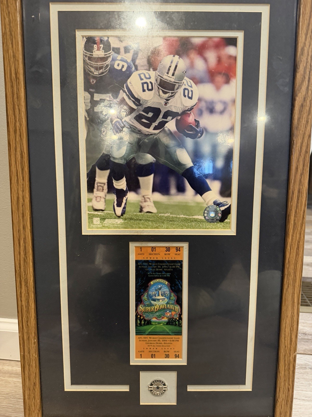 Emmitt Smith Dallas Cowboys Framed Picture With Super Bowl Ticket