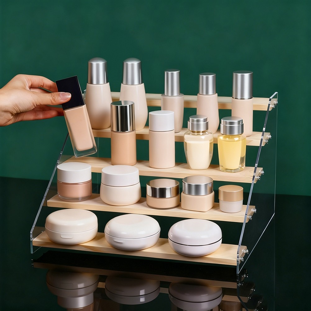 3-5 Tier Wooden Acrylic Display Stand for Figures Cupcake Perfume Cosmetics