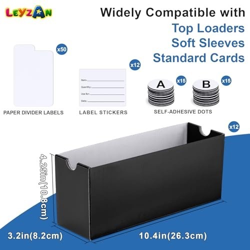 Trading Card Storage Box 12 Drawers Cardboard Organizer with Dividers for Top