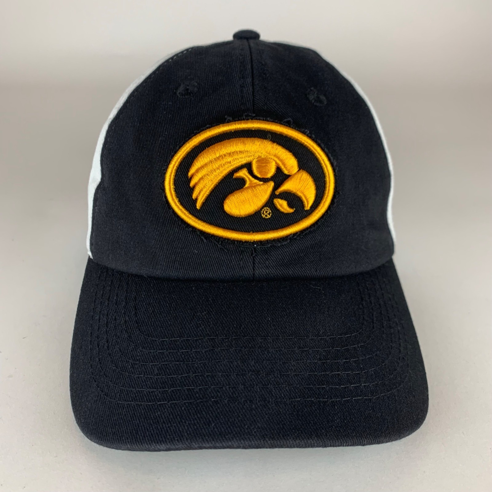 Iowa Hawkeyes NCAA Black White Authentic Brand Strapback Adjustable Hat