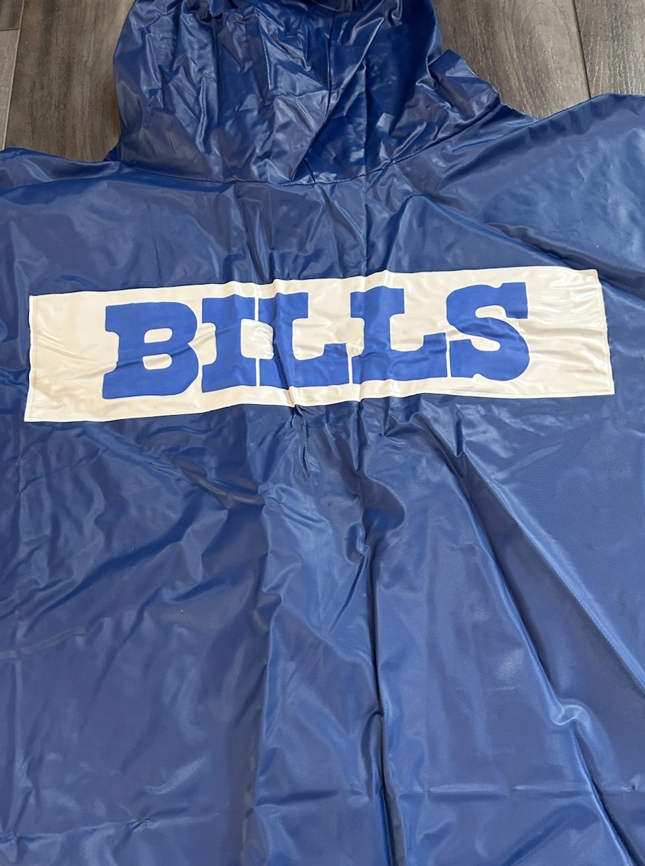 Vintage Buffalo Bills Rain Poncho. Snaps On Both Sides Clean RARE Retro Heavy