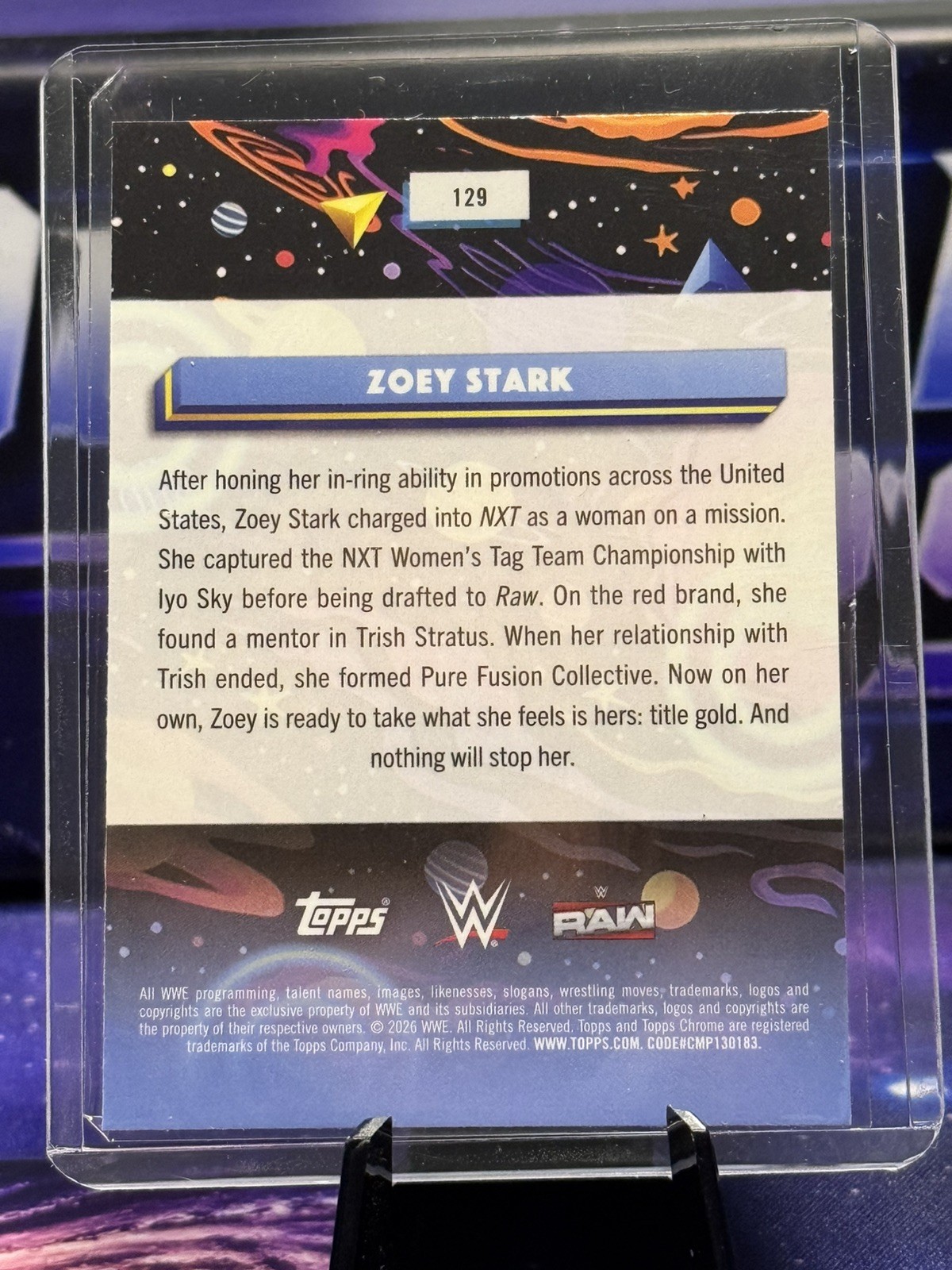 2026 Topps Chrome Cosmic WWE Zoey Stark #129 Magenta Cosmos Refractor /299