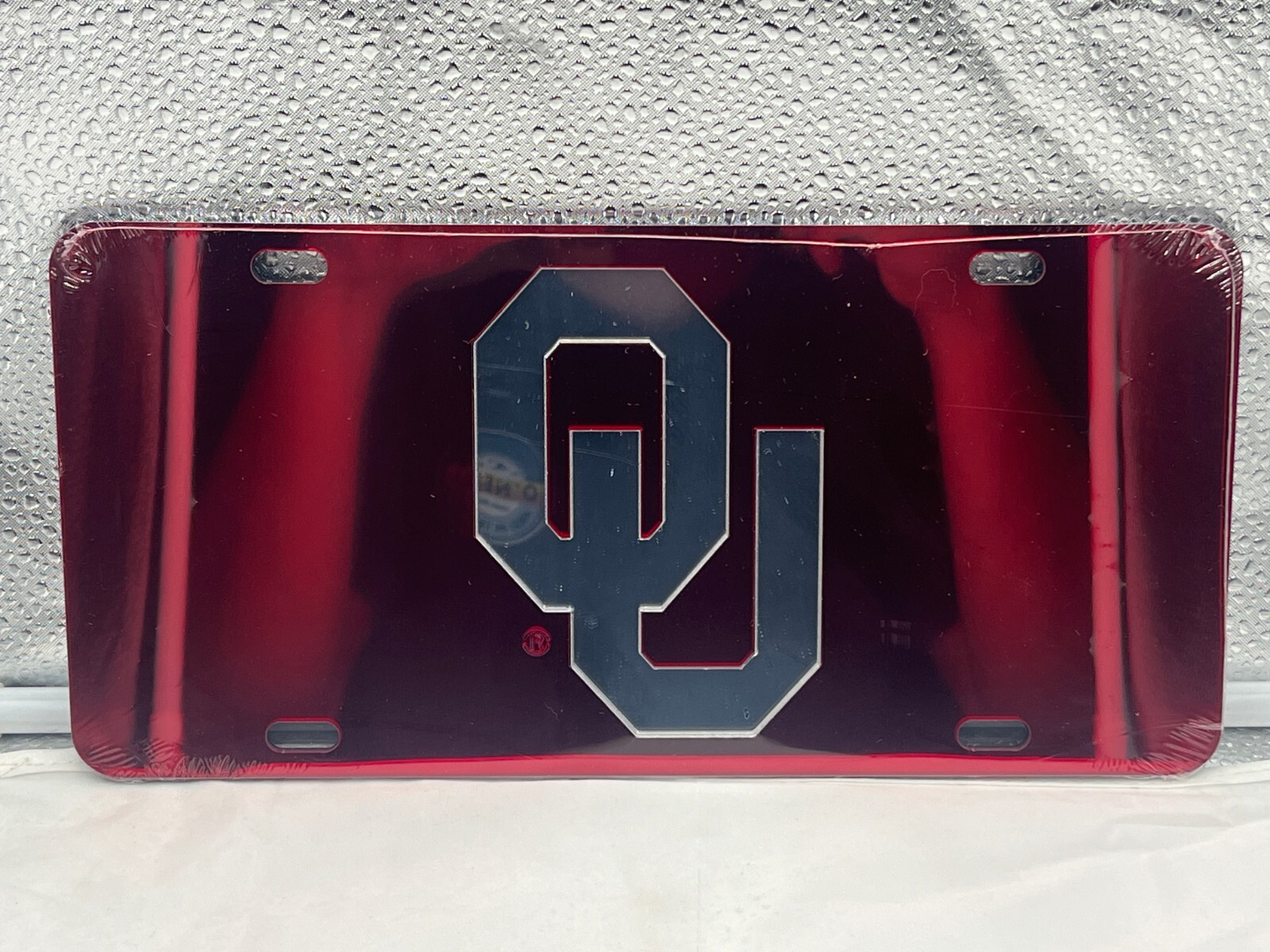 Oklahoma Sooners NCAA Red Mirrored Laser Cut License Plate Craftique