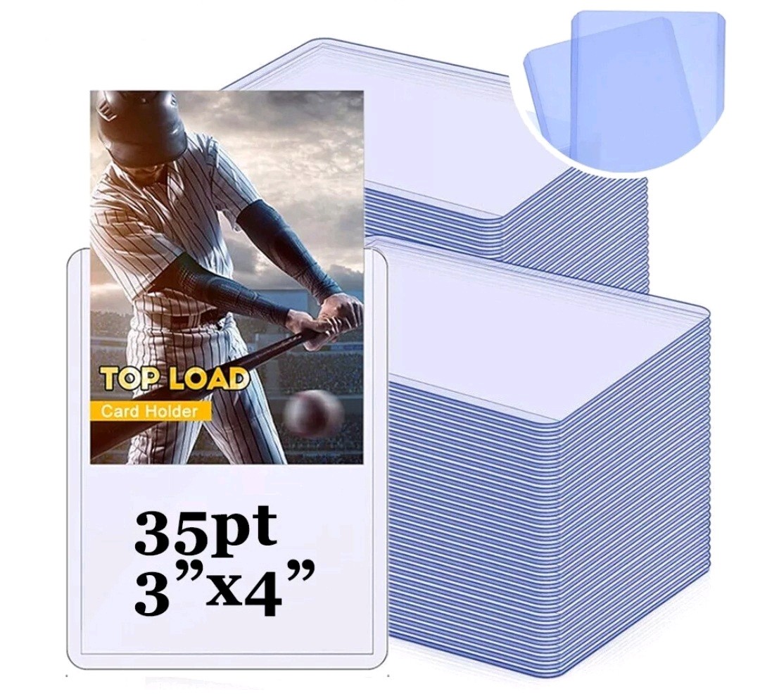 Trading Card Sleeves Hard Plastic Clear Case Holder 5Pc Baseball Card Toploader