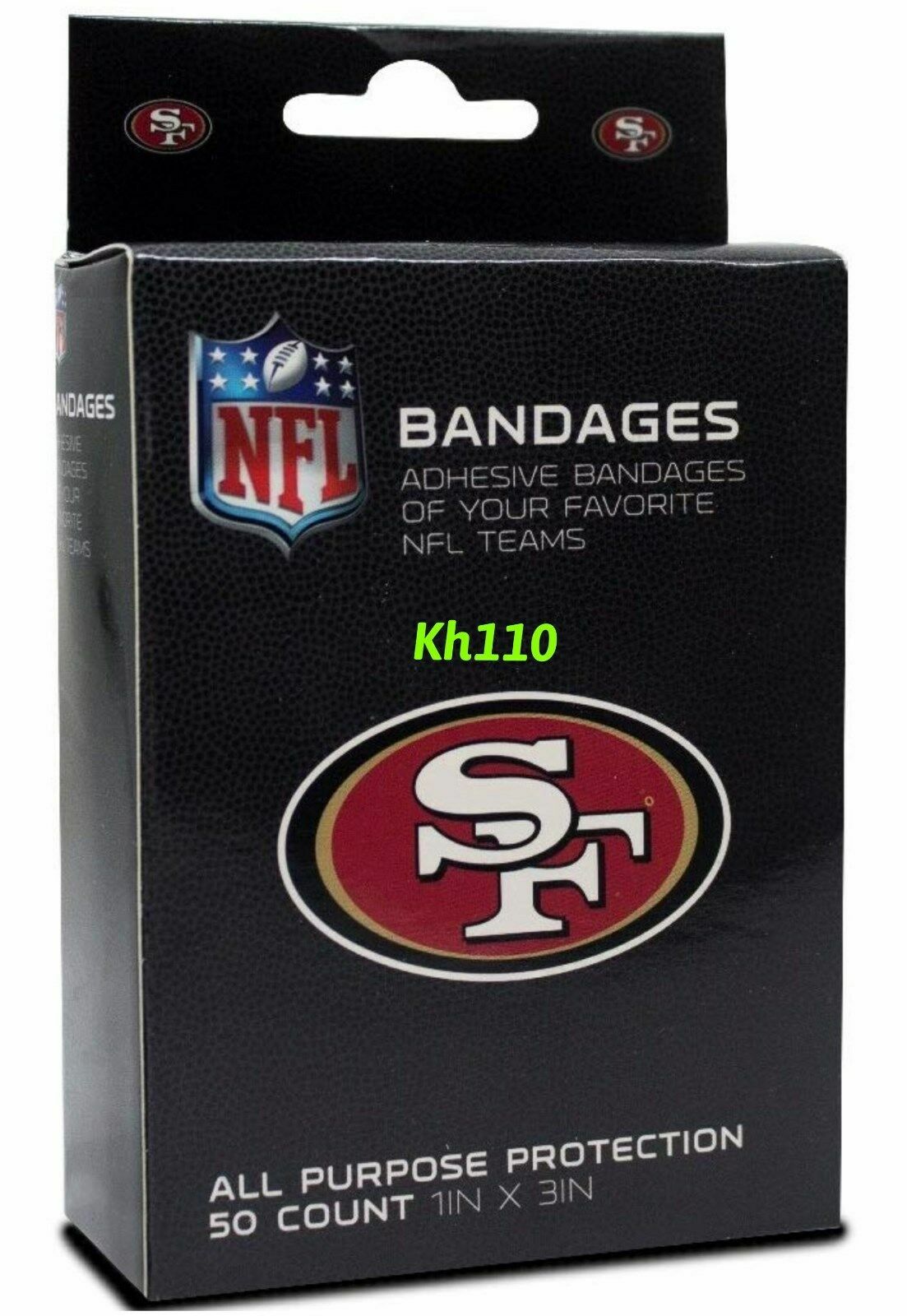 NFL Team Logo Bandages 1″x 3″, 50 Count in Box-Officially Licensed