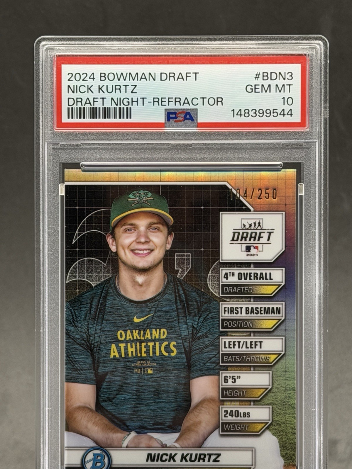 2024 Bowman Draft – Bowman Draft Night Nick Kurtz #BDN-3 Refractor /250 (RC)