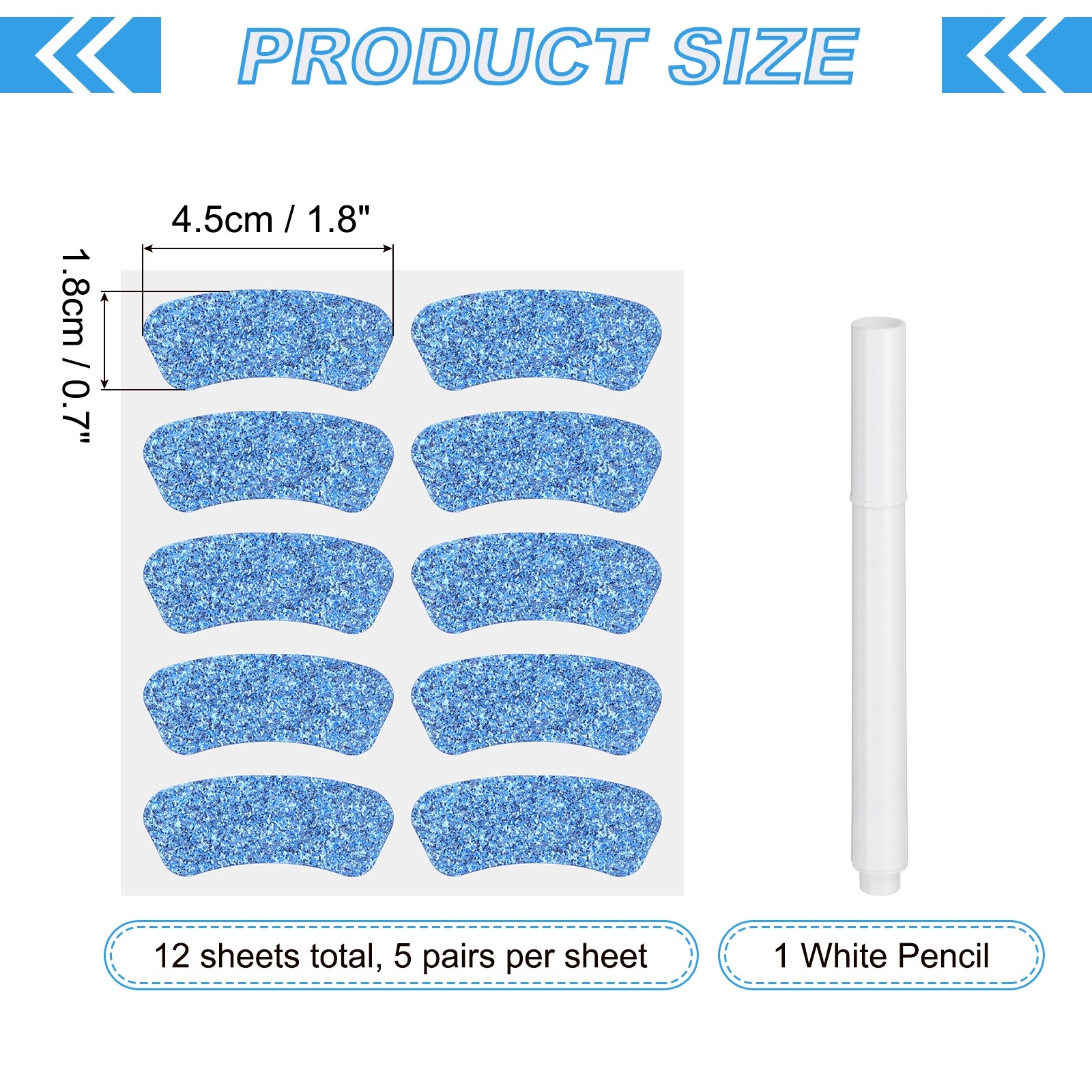 60 Pair Sports Eye Stickers Face Stickers with 1Pcs White Pencil Shiny Blue