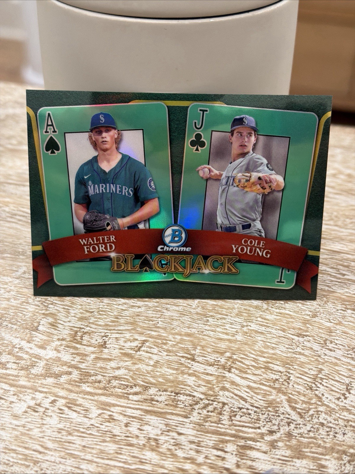 2022 Bowman Draft – Blackjack Cole Young, Walter Ford #BJ-7 Green Refractor /99