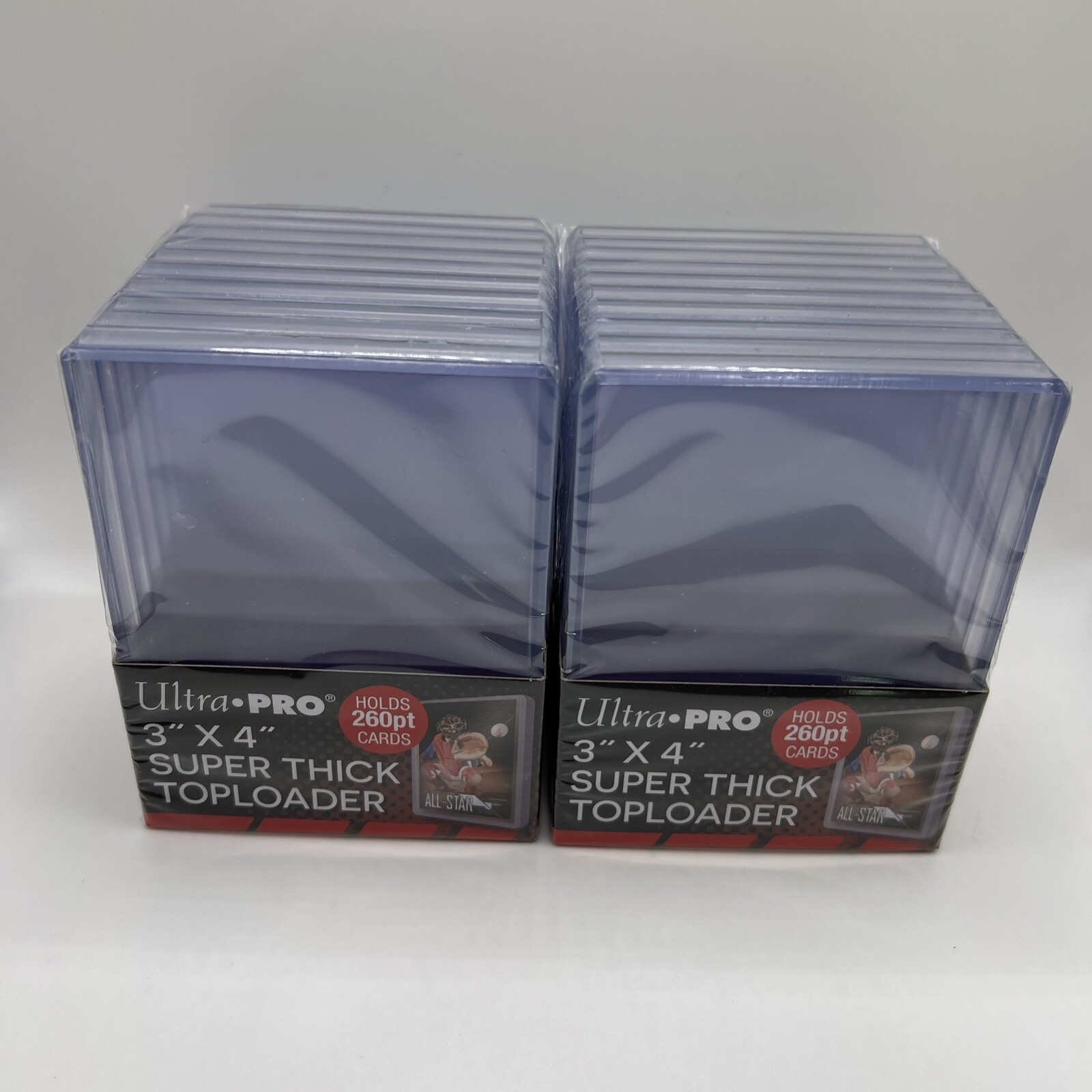 Ultra Pro 3X4 Super Thick Toploaders 2 Packs of 10 for up to 260pt Cards