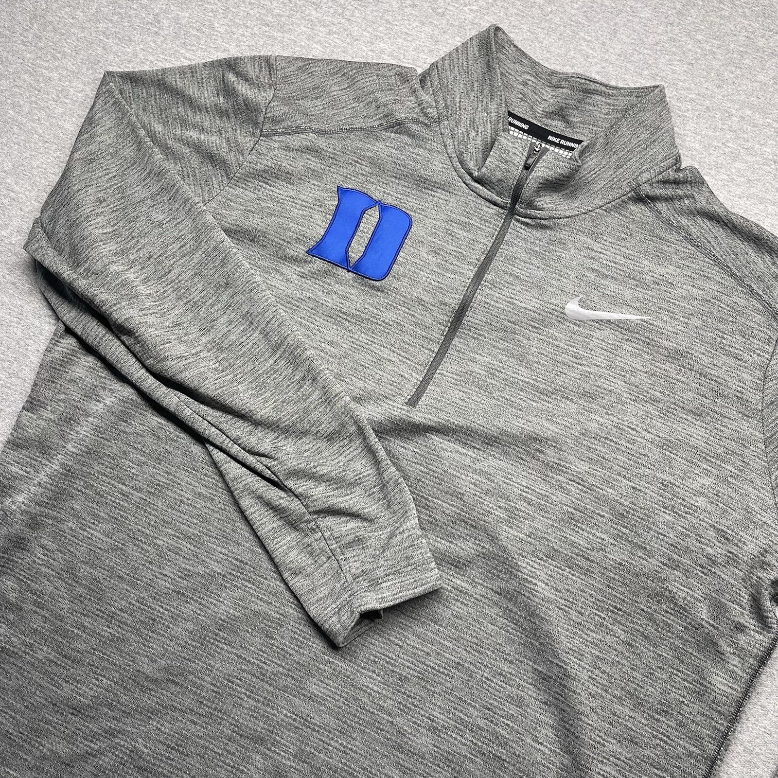Nike Dri Fit Duke Blue Devils Mens XL Gray Military Bowl 1/4 Zip Pullover Shirt