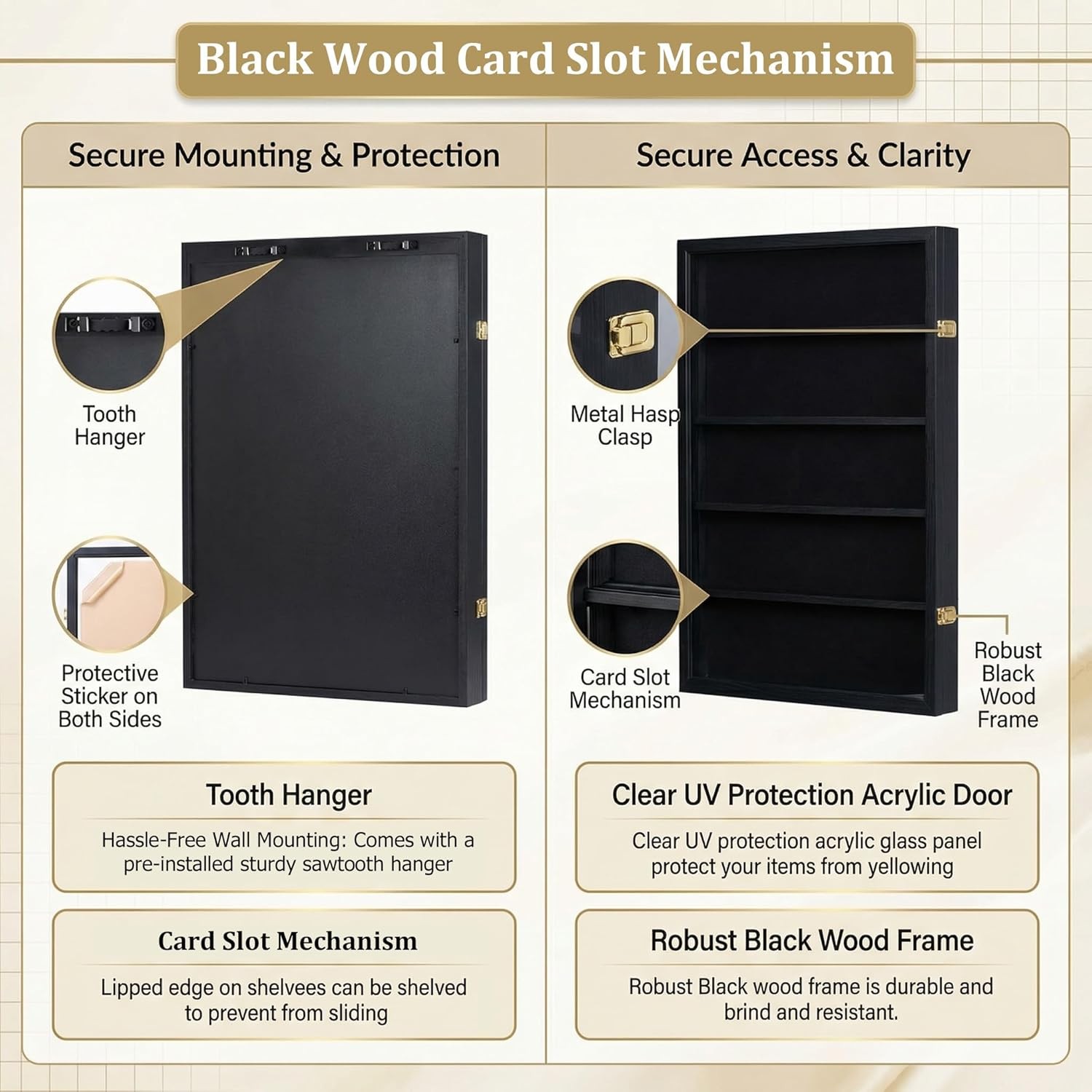 35 Baseball Card Display Case – Graded Sports Card Display Frame Metal Clasp & U