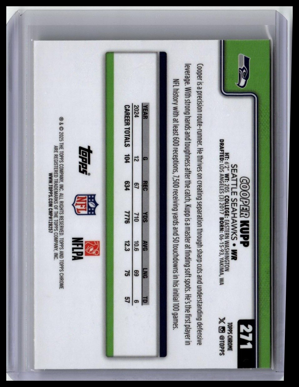 2025 Topps Chrome #271 Cooper Kupp lime green X-Fractor