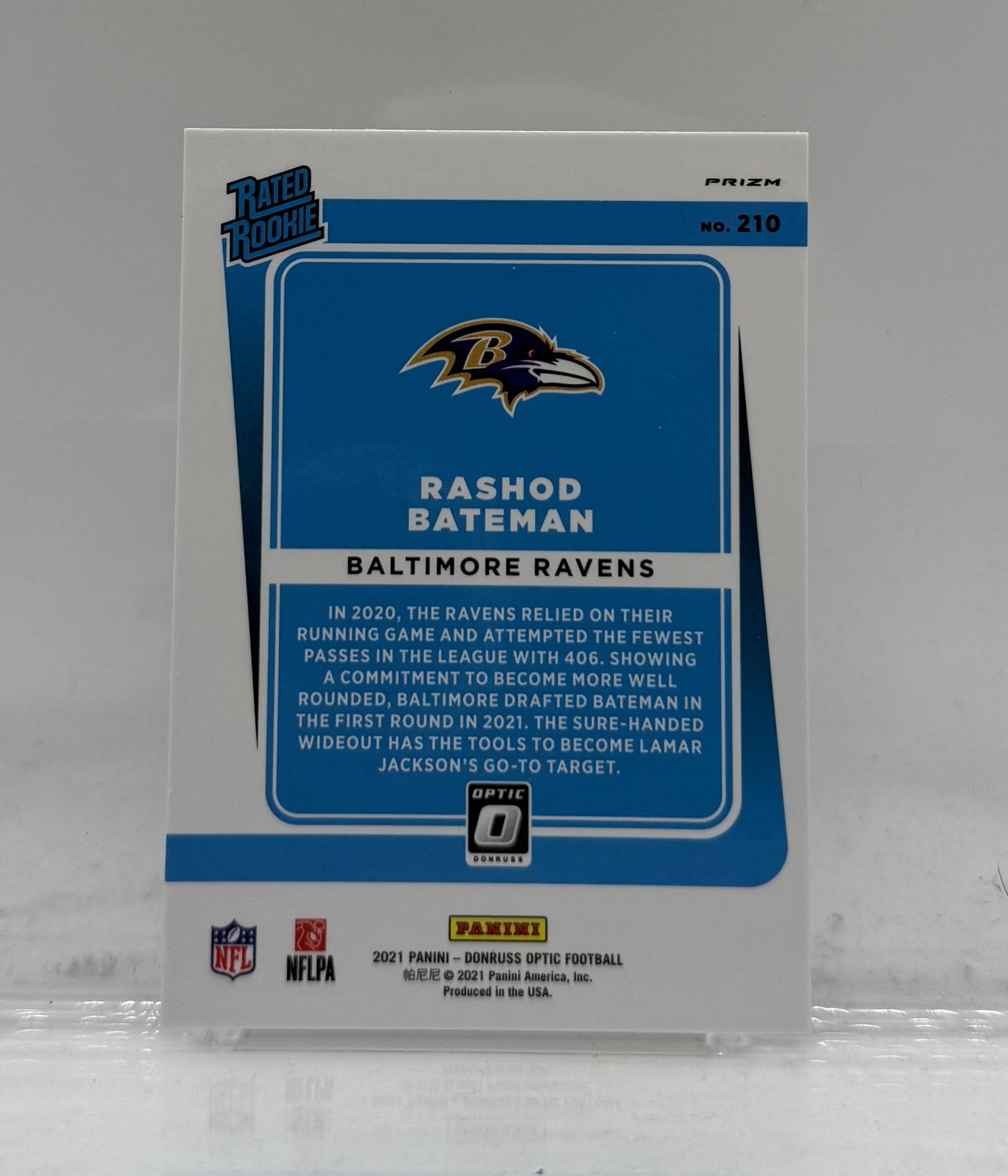 2021 Rashod Bateman Panini Rated Rookie RC Donruss Optic Teal Velocity #210