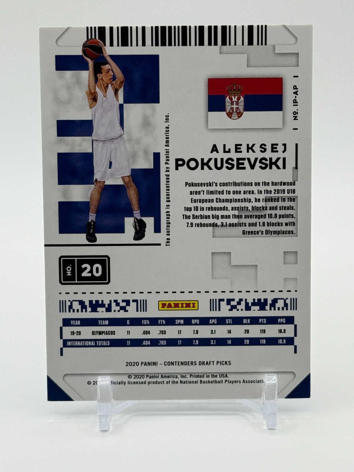 2020 Panini Contenders Draft ALEKSEJ POKUSEVSKI Game Ticket Auto /99 Serbia