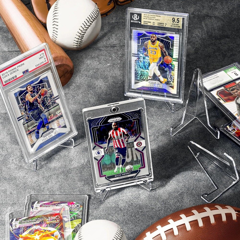 8.6×6.5cm Clear Acrylic Trading Card Stand for Coins Sports Cards Display Holder