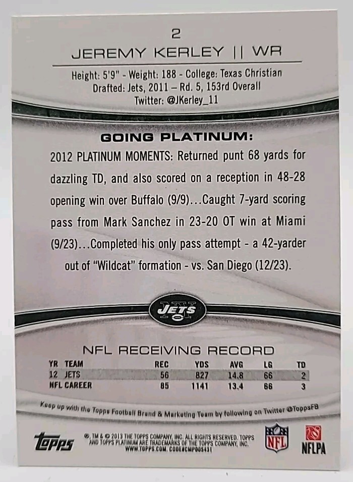2013 Topps Platinum Football (1-150) + INSERTS Finish set UP TO 35% OFF