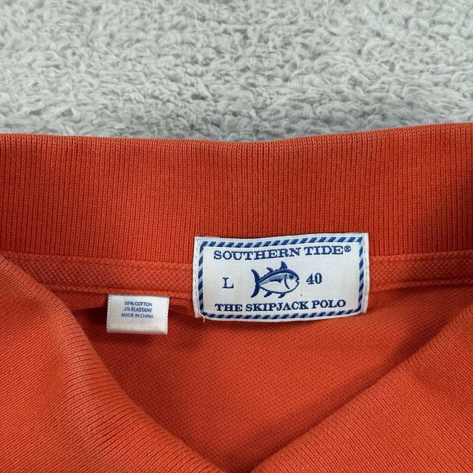 Auburn Tigers Southern Tide Polo Mens Large Orange Skipjack Short Sleeve Shirt