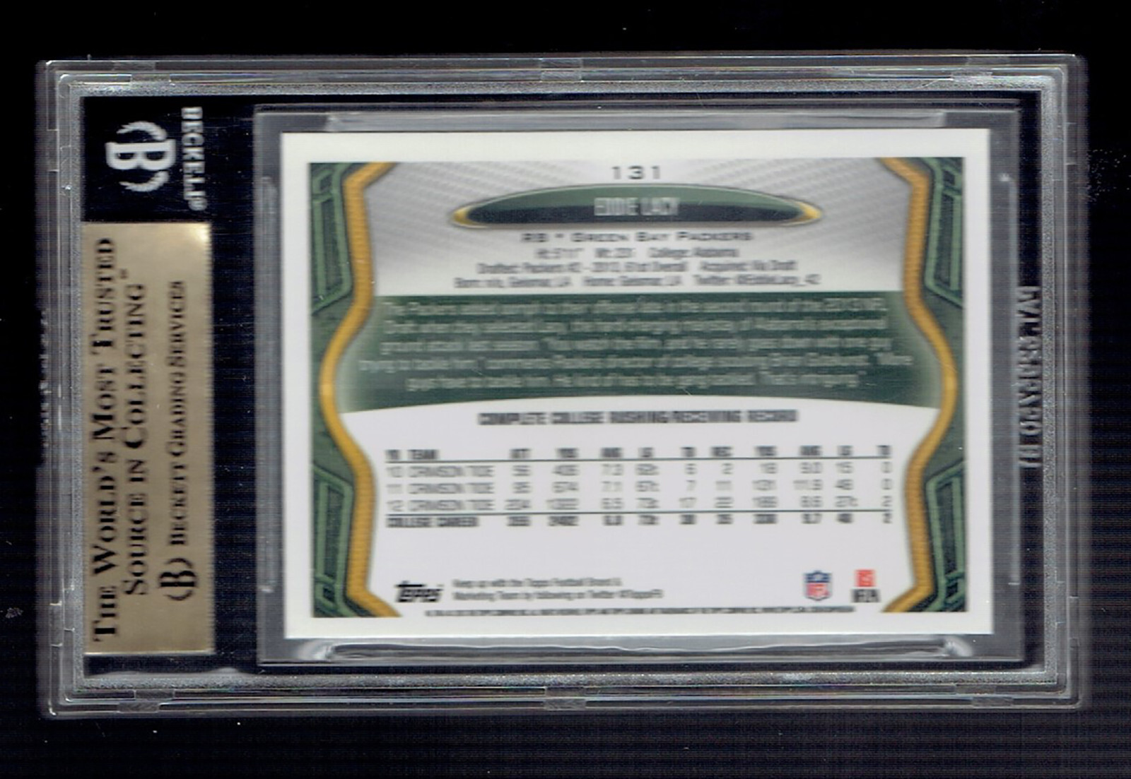EDDIE LACY 2013 TOPPS #131 BGS 9.5 X4 Gem MINT ROOKIE RC, GREEN BAY PACKERS