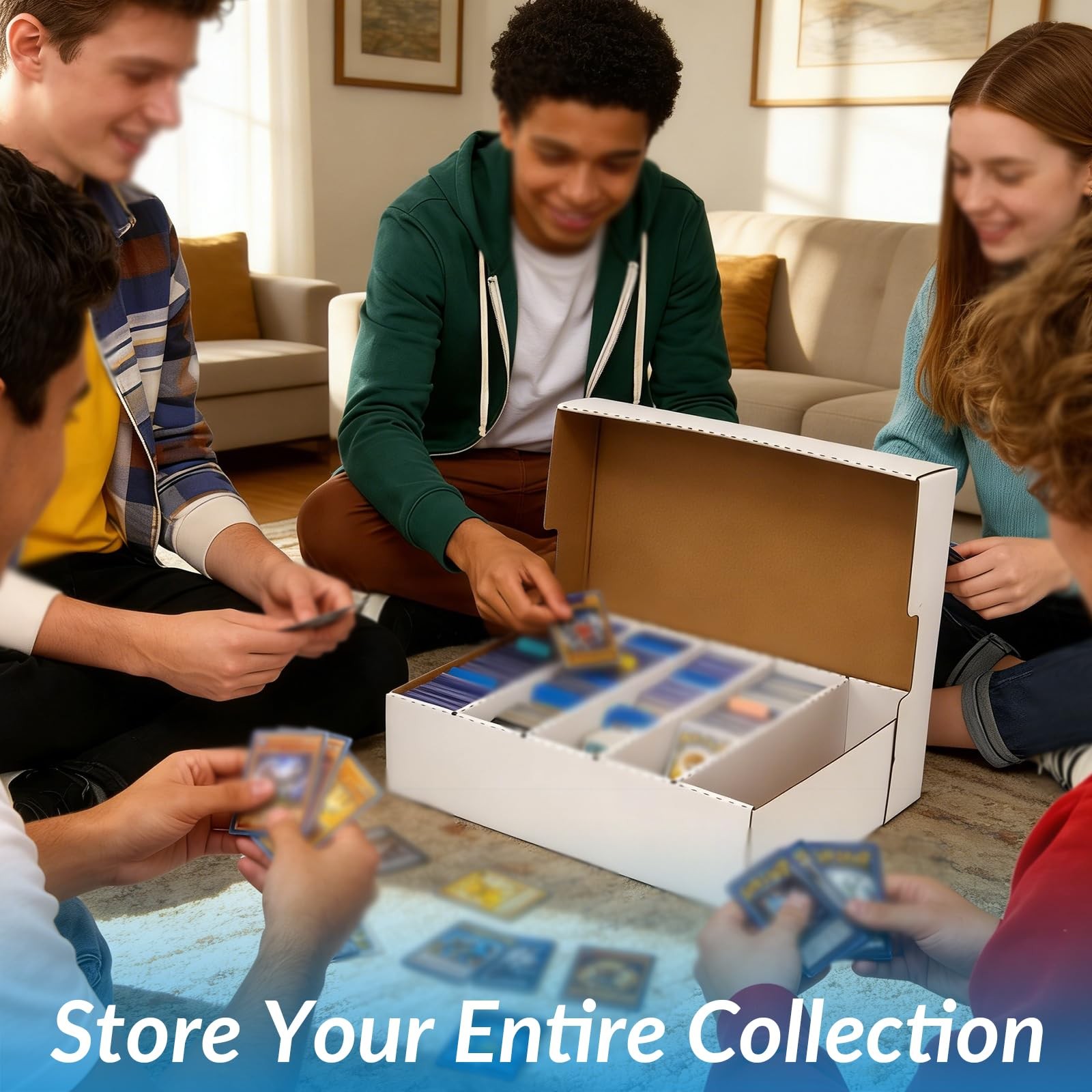 Trading Card Storage Box 3900 Count White Sports Card Sorting Tray Box