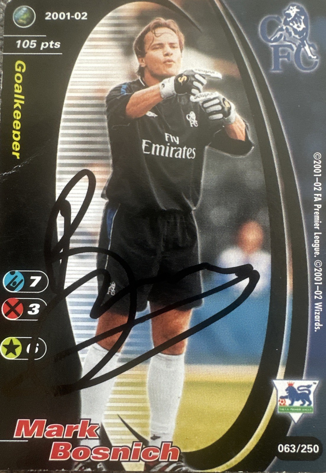 Chelsea Mark Bosnich Signed Wizards Of The Coast Card