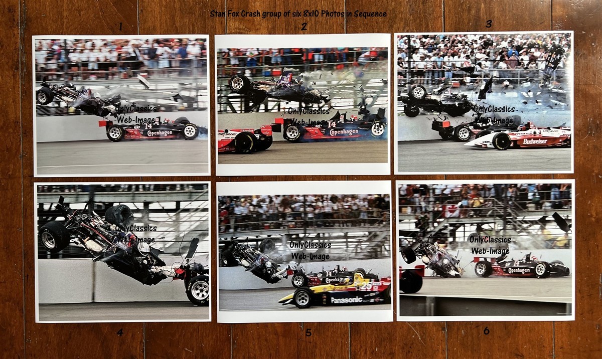 1995 Indy 500 Stan Fox Racing Car Crash 6-8×10 Photo-Set A.J. Foyt Eddie Cheever